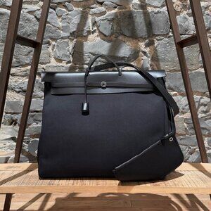 Hermès 2020 Black Vache Hunter Toile Officier Herbag Zip 52 Bag